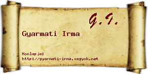 Gyarmati Irma névjegykártya